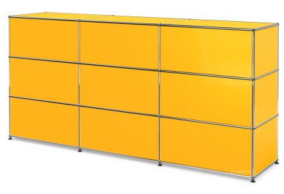 USM Haller Counter Type 1, Golden yellow RAL 1004, 225 cm (3 elements), 50 cm