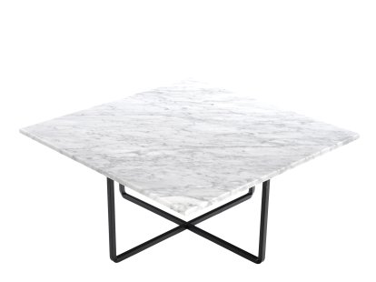 Ninety Table, Large (H 35 x W 80 x D 80 cm), White Carrara, Steel, black powder-coated