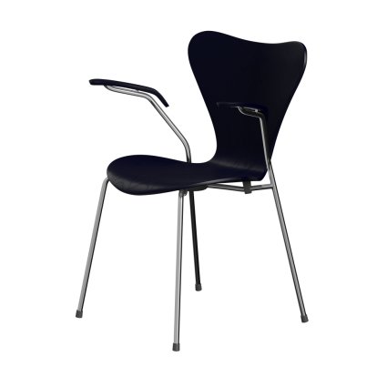 Series 7 Armchair 3207 Chair New Colours, Coloured ash, Midnight blue, Chrome