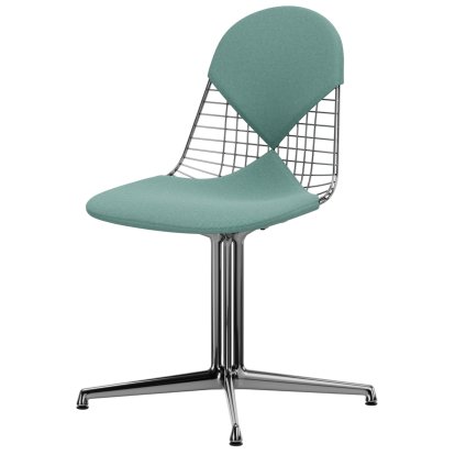 Wire Chair DKL, Aluminium polished, Seat and backrest cushion (Bikini), Mint / ivory