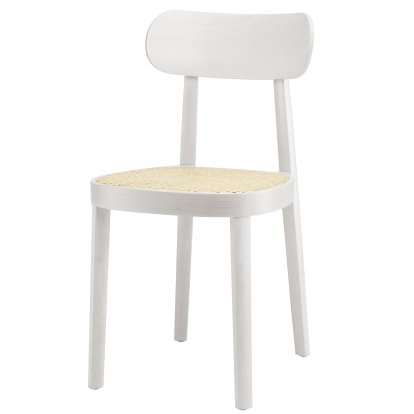 118 / 118 M Chair, White varnished beech, Cane-work natural