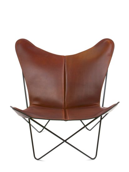 Trifolium Butterfly Chair, Cognac, Steel, black powder-coated