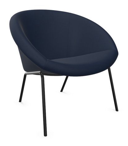 369 Chair, Fabric Harald dark blue, Matt black powder-coated