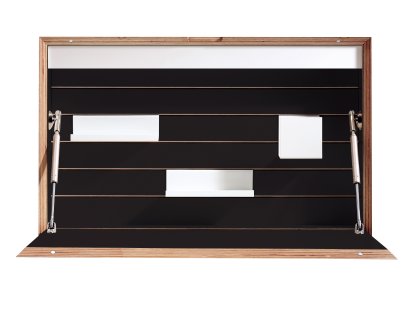 Flatbox wall secretary, Melamine black with birch edge (technology package 1)