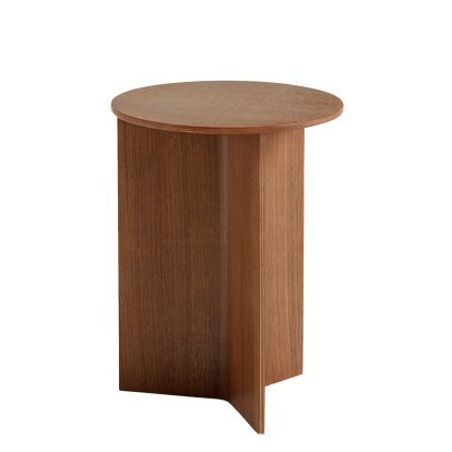 Slit Side Table Wood, H 47 x Ø 35 cm, Walnut lacquered