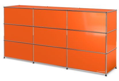 USM Haller Counter Type 1, Pure orange RAL 2004, 225 cm (3 elements), 50 cm