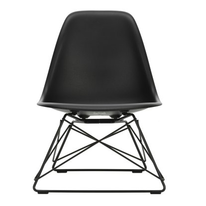 Eames Plastic Side Chair RE LSR, Deep black, Without upholstery, Powder-coated basic dark