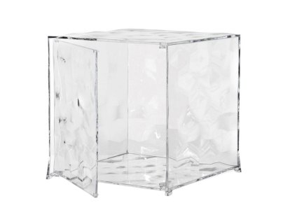 Optic Side Table, With doors, Transparent, Clear glass