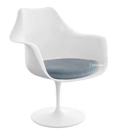 Saarinen Tulip Armchair, Swivel, Seat cushion, White, Steel (Eva 172)