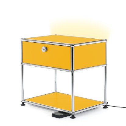 USM Haller Bedside Table with Dimmable Light, Golden yellow RAL 1004