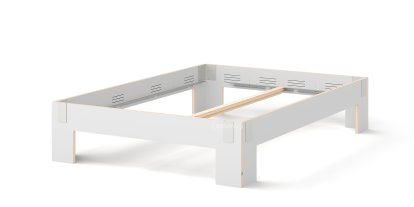 Tagedieb Bed, 160 x 200 cm, Without headboard, FU (plywood, birch) white, Light grey, Without slatted base