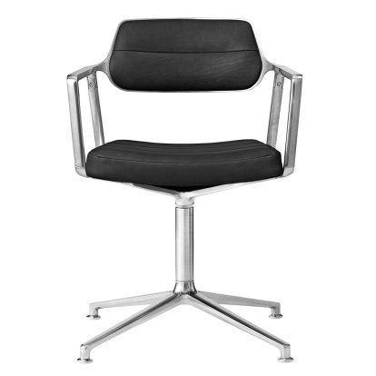 Swivel 453 Swivel Chair, Black leather, Polished
