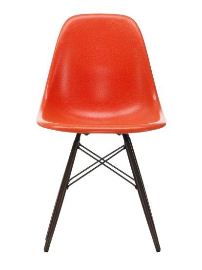 Eames Fiberglass Chair DSW, Eames red orange, Black maple
