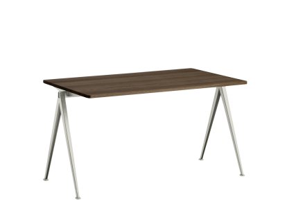 Pyramid Table 01, L 140 x W 75 x H 74 cm, Smoked oak, Steel beige powder-coated 