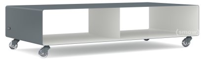 TV Lowboard R 200, Bicoloured, Basalt grey (RAL 7012) - Pure white (RAL 9010), Transparent castors
