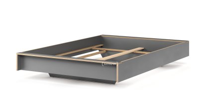 Flai Bed, 140 x 200, Without headboard, CPL anthracite, Without slatted frame