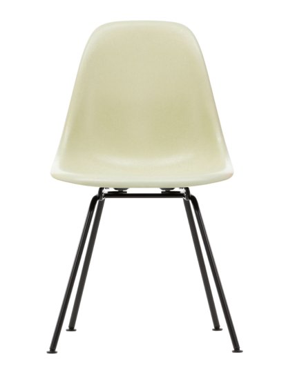 Eames Fiberglass Chair DSX, Eames parchment, Powder-coated basic dark smooth