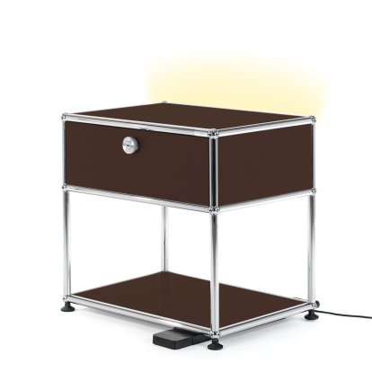 USM Haller Bedside Table with Dimmable Light, USM brown