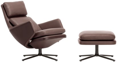 Grand Relax Lounge Chair, With Ottoman, Leather Premium F, chestnut, Basic dark, 46,5 cm