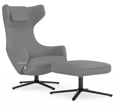 Grand Repos Lounge Chair, Chair Grand Repos & Ottoman, Fabric Cosy 2 Pebble Grey, 40 cm, Basic dark