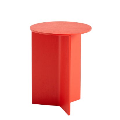 Slit Side Table Wood, H 47 x Ø 35 cm, Candy red lacquered