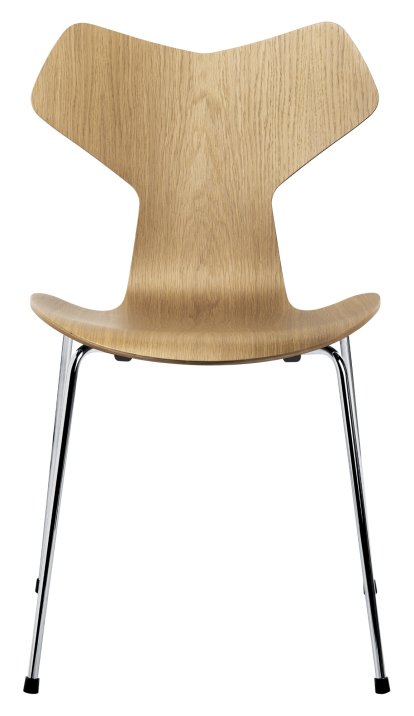 Grand Prix 3130 Chair, Clear varnished wood, Natural oak, Chrome
