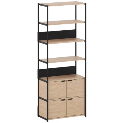 Unit Shelf Wood, 215 m , 2 x double doors, Oak / Graphite Black