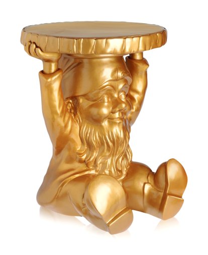 Gnomes Stool / Side Table, Attila, Gold