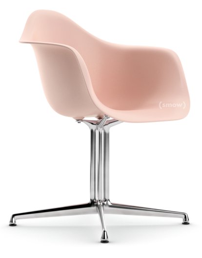 Eames Plastic Armchair DAL, Pale rose, Without upholstery, Without upholstery, Aluminium polished, New seat height (43,0 cm)
