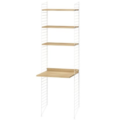 Floor Shelf with Desk, Shelves oak, panels white