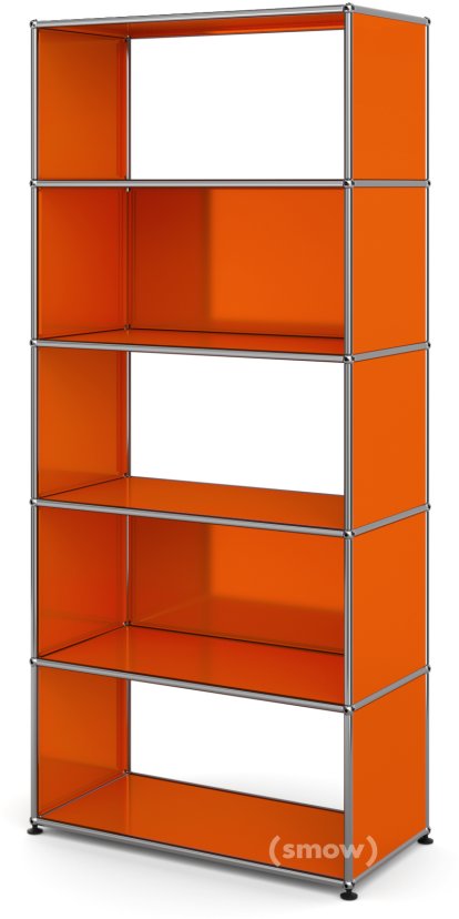 USM Haller Living Room Shelf M, 2 back panels, Pure orange RAL 2004