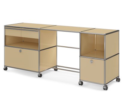 USM Haller Desktop Type 3, USM beige, Hard castors for carpets