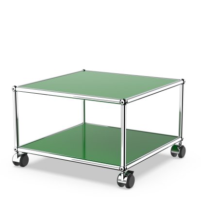 USM Haller Side Table with Castors, USM green, Soft castors for hard floor surfaces