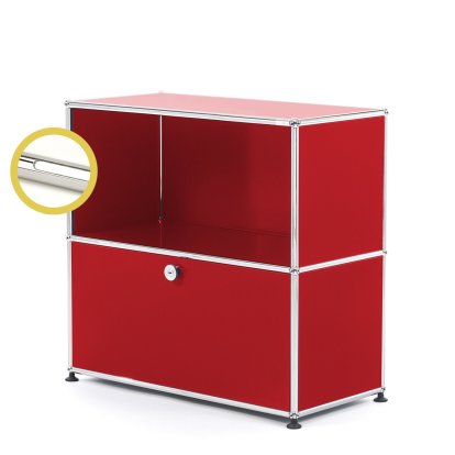 USM Haller E Sideboard M with Compartment Lighting, USM ruby red, Cool white