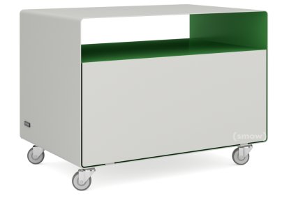 Trolley R 107, Bicoloured, Pure white (RAL 9010) - May green (RAL 6017), Industrial castors