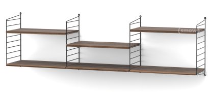 String System Shelf L, 30 cm, Black, Walnut veneer