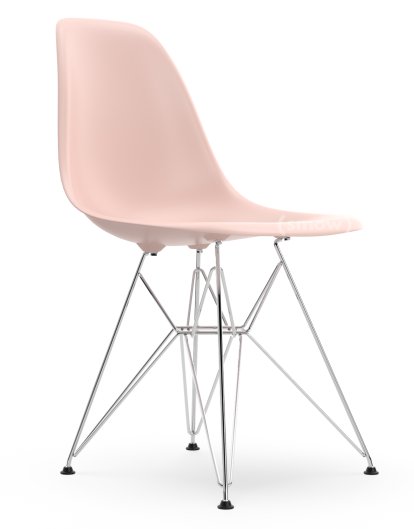 Eames Plastic Side Chair RE DSR, Pale rose, Without upholstery, Without upholstery, Standard version - 43 cm, Chrome-plated