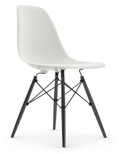 Eames Plastic Side Chair RE DSW, White non-RE, Without upholstery, Without upholstery, Standard version - 43 cm, Black maple