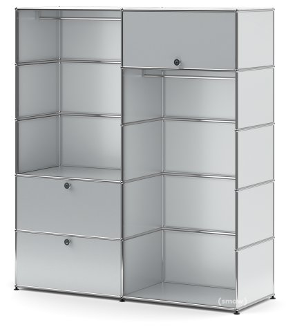 USM Haller Clothes Rack L with 2 Hanging Rails, USM matte silver