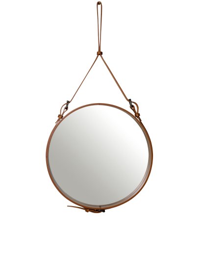 Adnet Circulaire Wall Mirror, Ø 58 cm, Tan