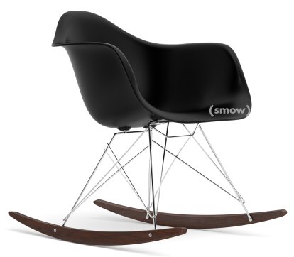 Eames Plastic Armchair RE RAR, Deep black, Chrome-plated, Dark maple