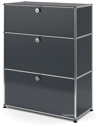 USM Haller Storage Unit with 3 Drawers, H 95 + 4 x W 75 x D 35 cm, Anthracite RAL 7016