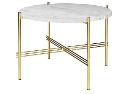 TS Coffee Table, Ø 55 x H 41 cm, White, Brass