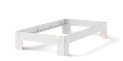 Tagedieb Bed, 120 x 220 cm, Without headboard, FU (plywood, birch) white, Light grey, Without slatted base