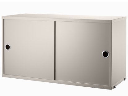 String System Cabinet With Sliding Doors, Beige lacquered, 30 cm