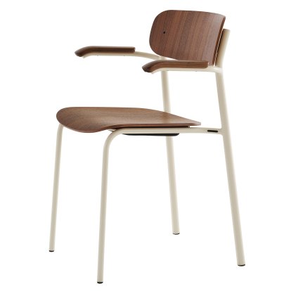 S 243 F Armchair, Pearl white (RAL 1013), Walnut clear lacquered