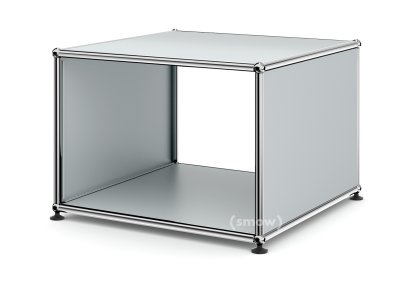 USM Haller Side Table with Side Panels, 50 cm, without interior glass panel, USM matte silver