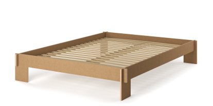 Siebenschläfer Bed, 160 x 220 cm, Without headboard, MDF pure, With rollable slatted base