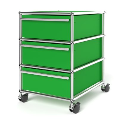 USM Haller Mobile Pedestal with 3 Drawers Type 1 (with Counterbalance), No locks, USM green