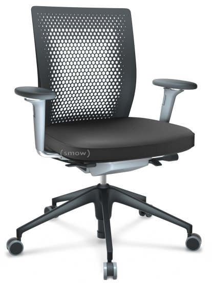 ID Air, Basic dark, Plano fabric-69 dark grey, Soft grey, 5 star foot , basic dark plastic, With 3D-armrests, Hard castors for carpets